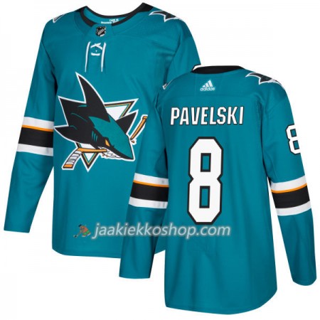 Miehille NHL San Jose Sharks Pelipaita Joe Pavelski 8 Adidas 2017-2018 Teal Authentic